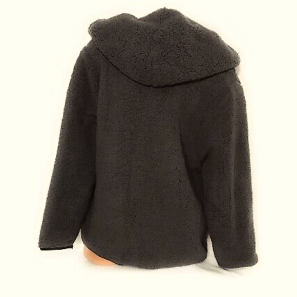 VS Pink Reversible Army Olive Green Sherpa Teddy Hooded Sweatshirt XS - Picture 4 of 7